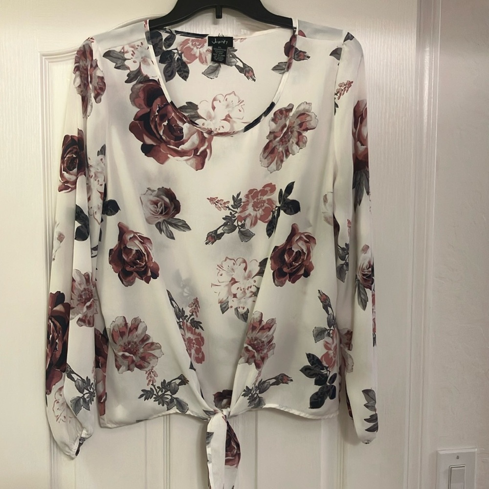 Justify Floral Print Women's Tie Front Top